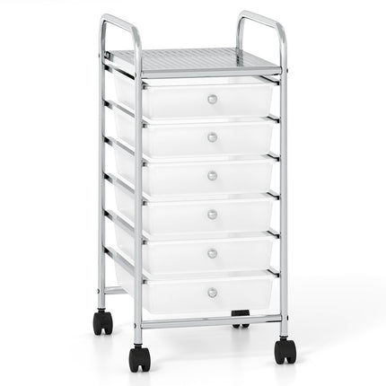 6-Drawer Rolling Cart with Metal Top & Lockable Wheels