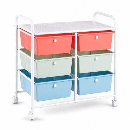 6-Drawer Rolling Storage Cart with Wheels, Metal Frame