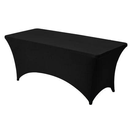 6 Ft Fitted Stretch Spandex Tablecloths, Black 3 Pack
