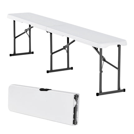 6 Ft Plastic Folding Bench, HDPE Seat, White, 1 Pack