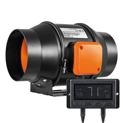 6-Inch Inline Duct Fan 402 CFM, Temp Humidity Controller
