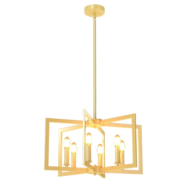 6-Light Adjustable Height Chandelier, Champagne Bronze