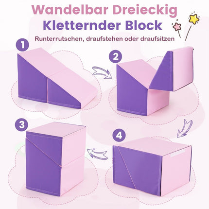 6 PCS. Foam building blocks Soft building blocks with tunnel stairs &amp; Ramp Blue + Purple