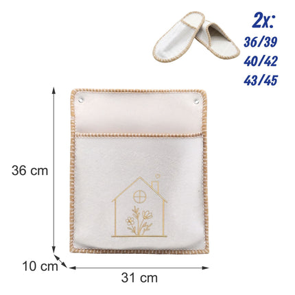 6 Pairs Beige Felt Guest Slippers with Storage Bag