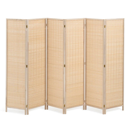 6-Panel Bamboo Woven Folding Room Divider Privacy Screen