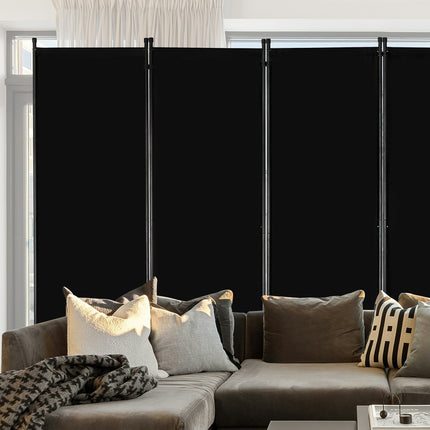 6-Panel Folding Room Divider, Oxford Privacy Screen, Black