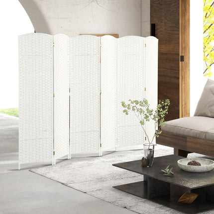 6-Panel Folding Room Divider, White Polypropylene