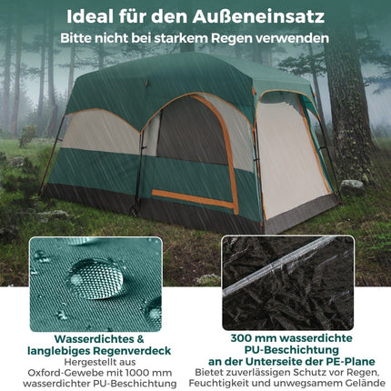 6-Person Camping Tent with 2 Rooms, Rainfly, Mesh Windows