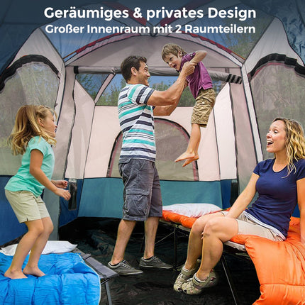 6-Person Camping Tent with Divider & Rainfly, Blue