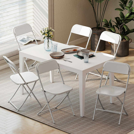 6-Piece Folding Chairs, White, Steel Frame, Drain Holes