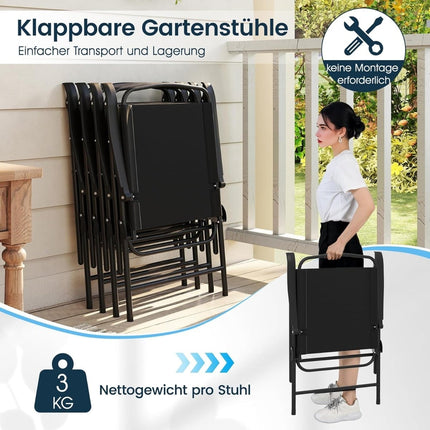 6-Piece Outdoor Dining Set with Umbrella & Folding Chairs