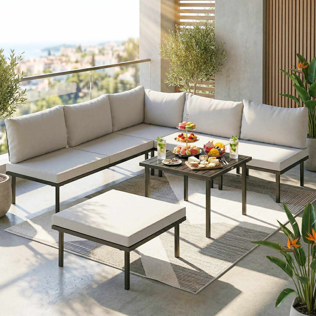 6-Piece Outdoor Lounge Set for 5-6 People with Table