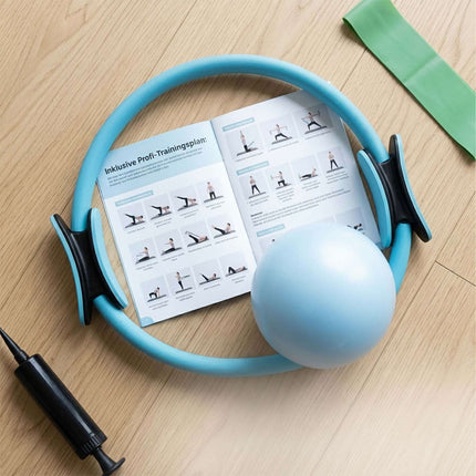 6-Piece Pilates Set: Ring, Ball, Bands – Black