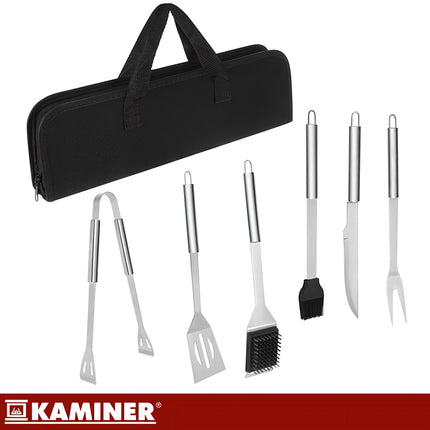 6-Piece Stainless Steel BBQ Tool Set with Case