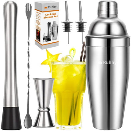 6-Piece Stainless Steel Bartender Set with 700ml Shaker