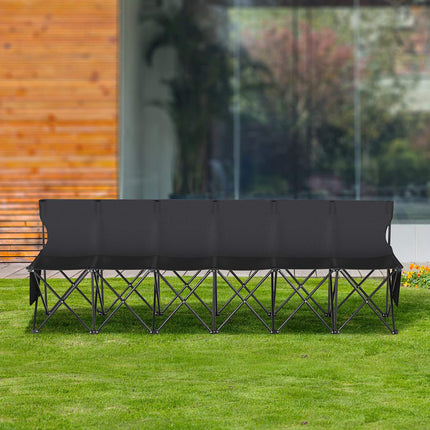 6-Seat Folding Soccer Bench With Backrest, Carry Bag