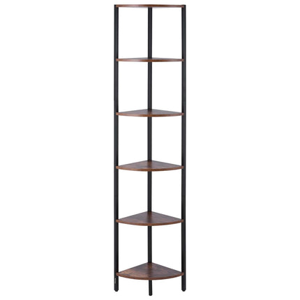 6-Tier Corner Shelf with LED Lights, Metal and Wood