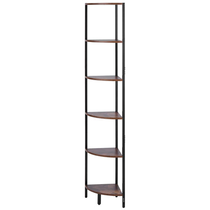 6-Tier Corner Shelf with LED Lights, Metal and Wood