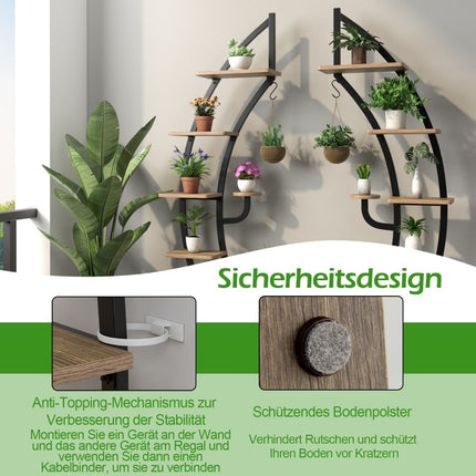 6-Tier Metal Plant Stand, Half-Moon Design, 2-Pack