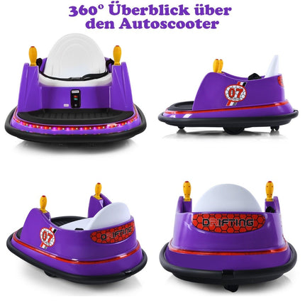 6V Kids Electric Bumper Car with Lights & Music, Purple