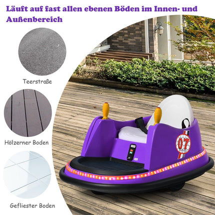 6V Kids Electric Bumper Car with Lights & Music, Purple