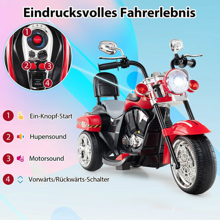 6V Kids Electric Motorcycle with Lights & Sound, Red