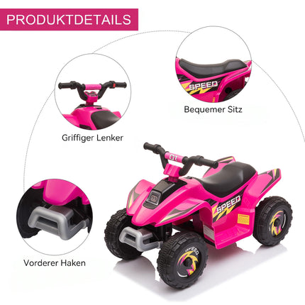 6V Kids Electric Quad Bike, Pink, Ages 1.5-3, Up to 20kg