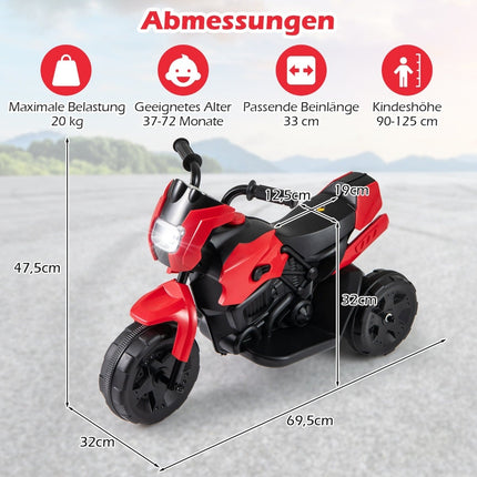 6V Kids' Electric Trike Motorcycle with LED Headlight