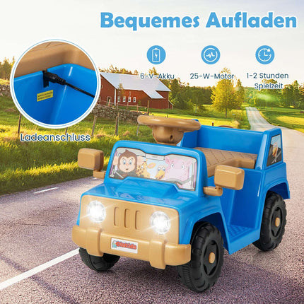 6V Kids Ride-On Car with Sound Effects, Blue