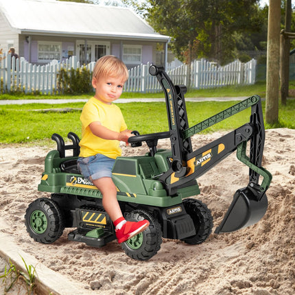 6V Kids Ride-On Digger, Rotating Seat, Music