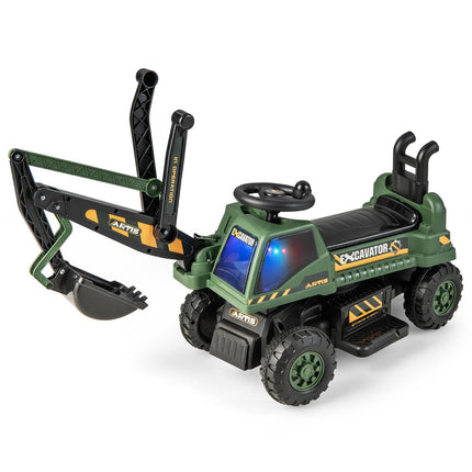 6V Kids Ride-On Digger, Rotating Seat, Music