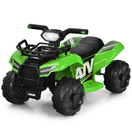 6V electric children's quad with storage space & music & horn & LED headlight mini electric quad green