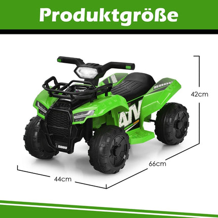 6V electric children's quad with storage space & music & horn & LED headlight mini electric quad green