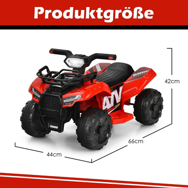 6V electric children's quad with storage space & music & horn & LED headlight mini electric quad red