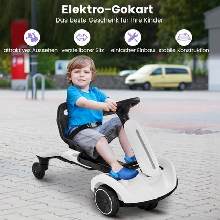 6V go-kart electric drift car for children electric go-kart with 2-way adjustable seat white