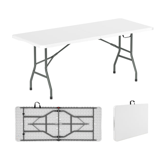 6 ft Folding Table, HDPE Top, 350 lbs Capacity, White