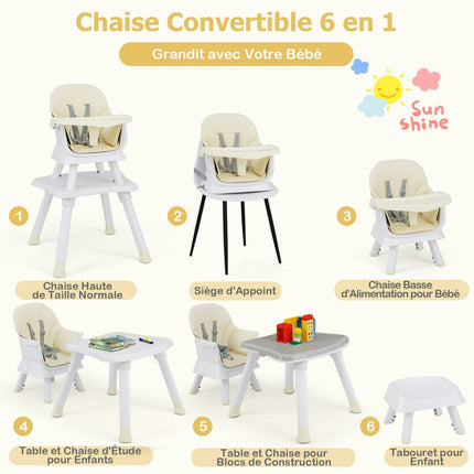 6-in-1 Baby High Chair – Block Tray, 5-Point Harness