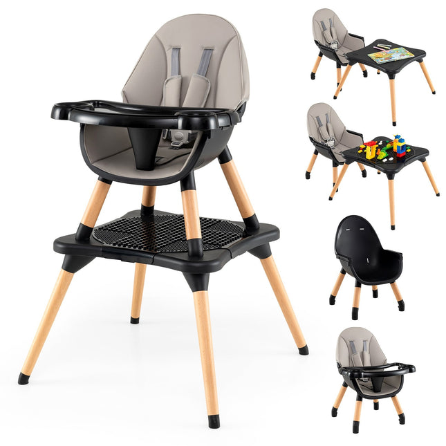 6-in-1 Baby High Chair with Block Table & Dual Tray