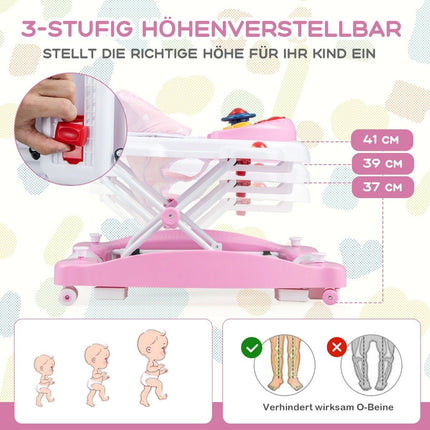 6-in-1 Baby Walker with Removable Playboard, Pink