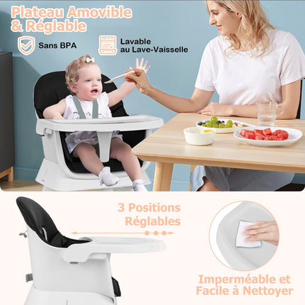6-in-1 Convertible Baby High Chair, Booster Seat, Black