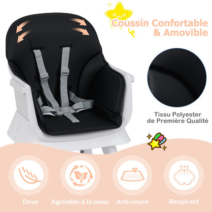 6-in-1 Convertible Baby High Chair, Booster Seat, Black