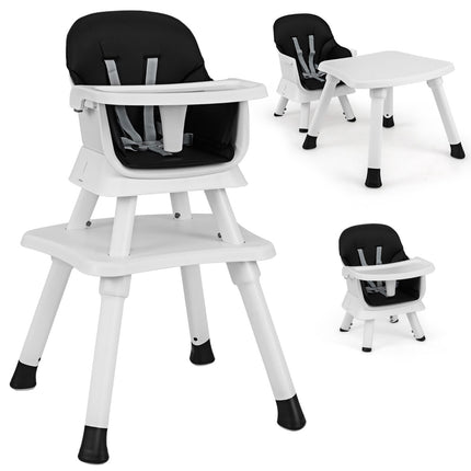 6-in-1 Convertible Baby High Chair, Booster Seat, Black