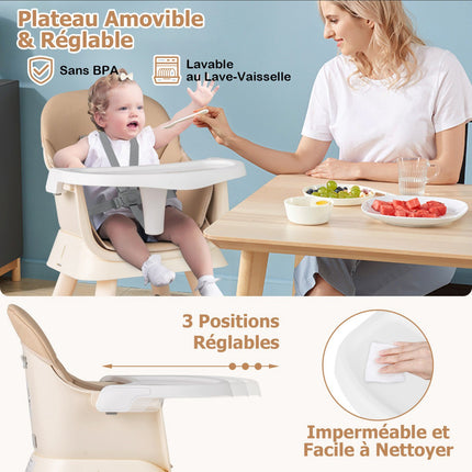 6-in-1 Convertible Baby High Chair, Tray, 5-Point Harness, Brown