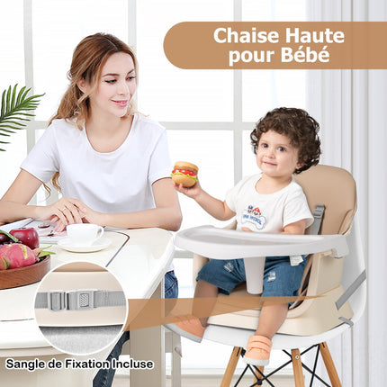 6-in-1 Convertible Baby High Chair, Tray, 5-Point Harness, Brown