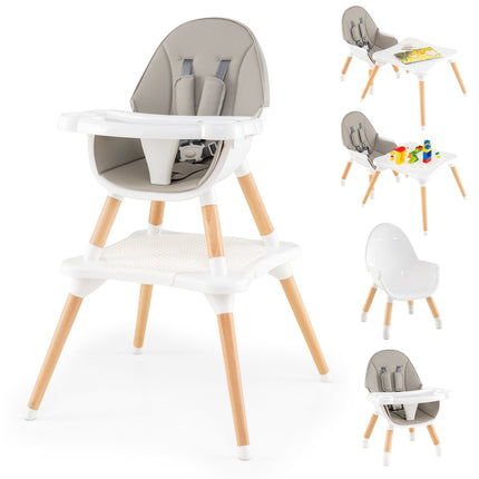 6-in-1 Convertible Baby High Chair with Tray, Grey