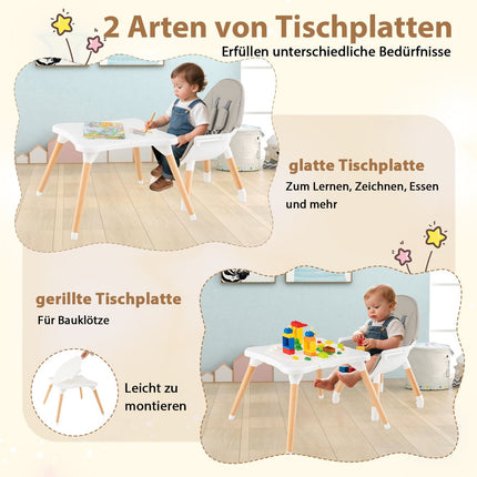6-in-1 Convertible Baby High Chair with Tray, Grey