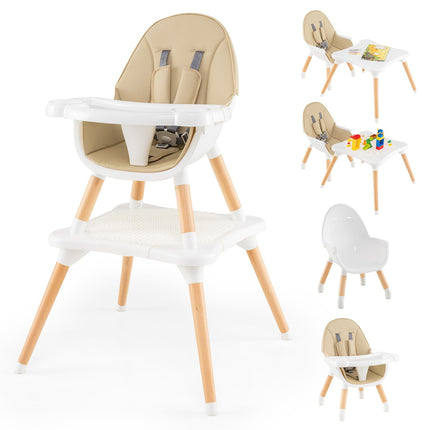 6-in-1 Convertible Baby High Chair with Tray & Safety Harness
