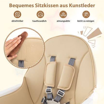 6-in-1 Convertible Baby High Chair with Tray & Safety Harness