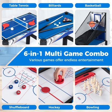 6-in-1 Multi Game Table: Air Hockey, Billiards, More