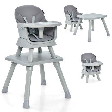 6-in-1 baby high chair high chair & dining chair & learning table & building block table & children's seating group grey